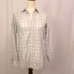Frank & Eileen “Frank” grey plaid brushed cotton button up, size XS